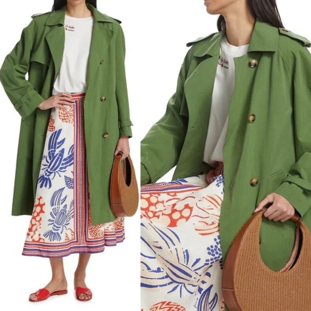 🆕 Farm Rio Cotton Double Breasted Classic Trench Coat
